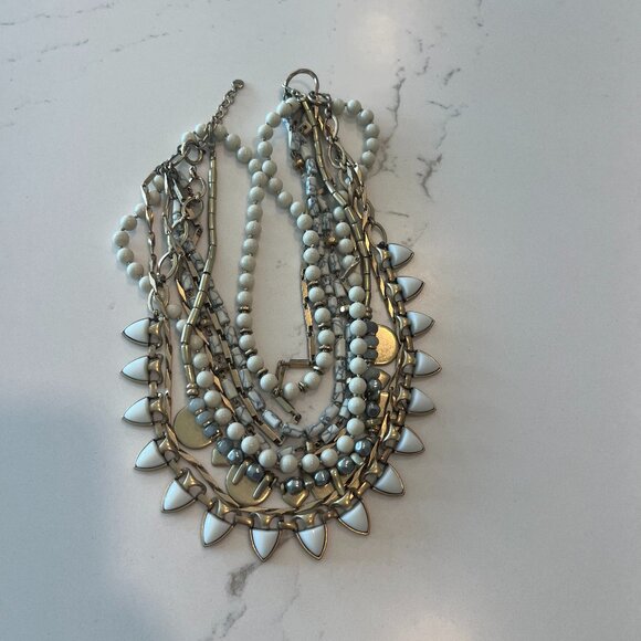 Vintage Stella & Dot 9 strand interchangeable necklace chocker  gold and white - Picture 1 of 3